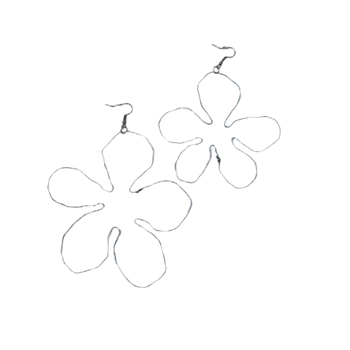 Boucles d'oreilles en fleur - Argenté (L) – Image 2