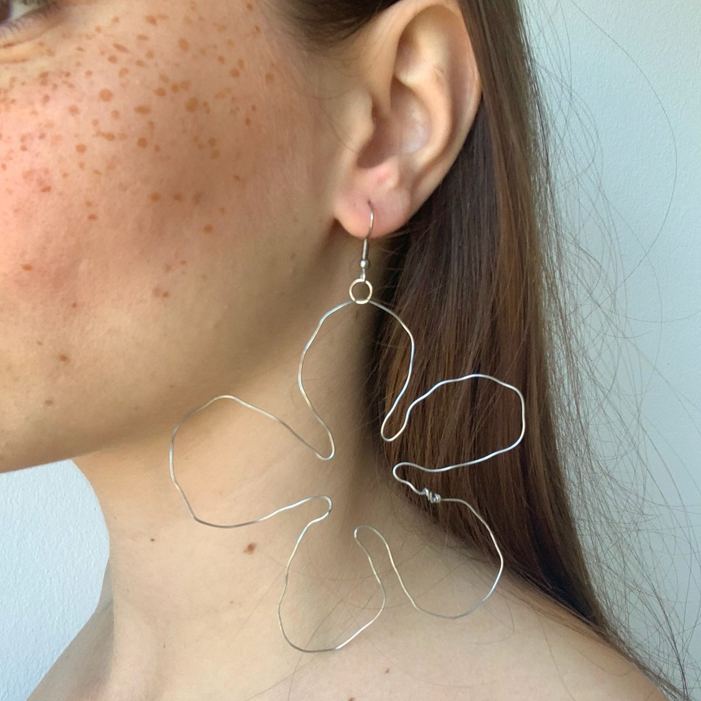 Boucles d'oreilles en fleur - Argenté (L)