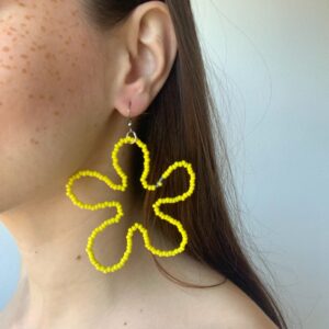 Boucles d'oreilles en fleur - Jaune (M)
