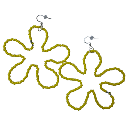 Boucles d'oreilles en fleur - Jaune (M) – Image 2