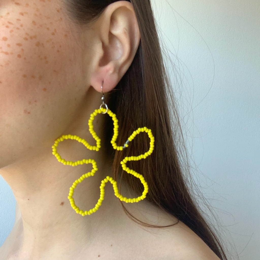 Boucles d'oreilles en fleur - Jaune (M)