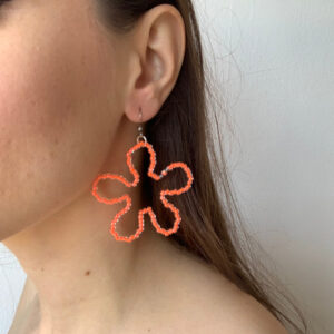 Boucles d'oreilles en fleur - Orange saumon fluo (S)