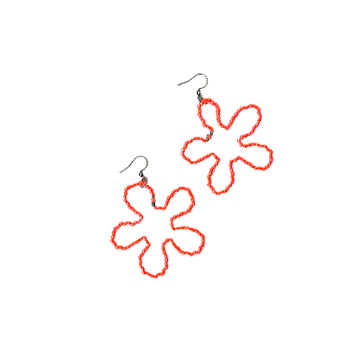 Boucles d'oreilles en fleur - Orange saumon fluo (S) – Image 2