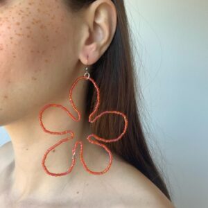 Boucles d'oreilles en fleur - Rouge (L)