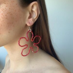 Boucles d'oreilles en fleur - Rouge (S)