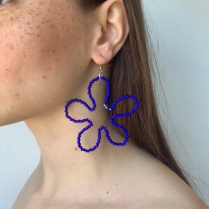 Boucles d'oreilles fleur - Bleu Roi (M)