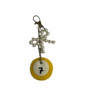 Breloque - Boule billard jaune avec noeud